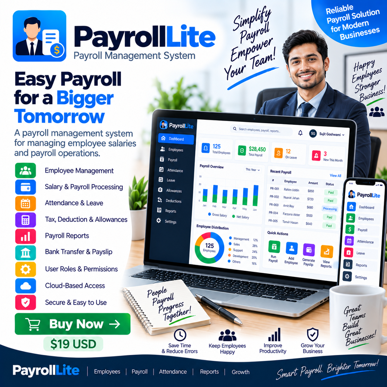 PayrollLite payroll management business software