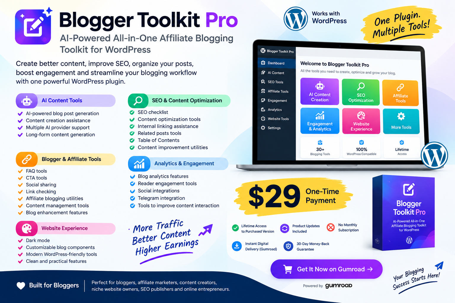Blogger Toolkit Pro Dashboard and Core Features